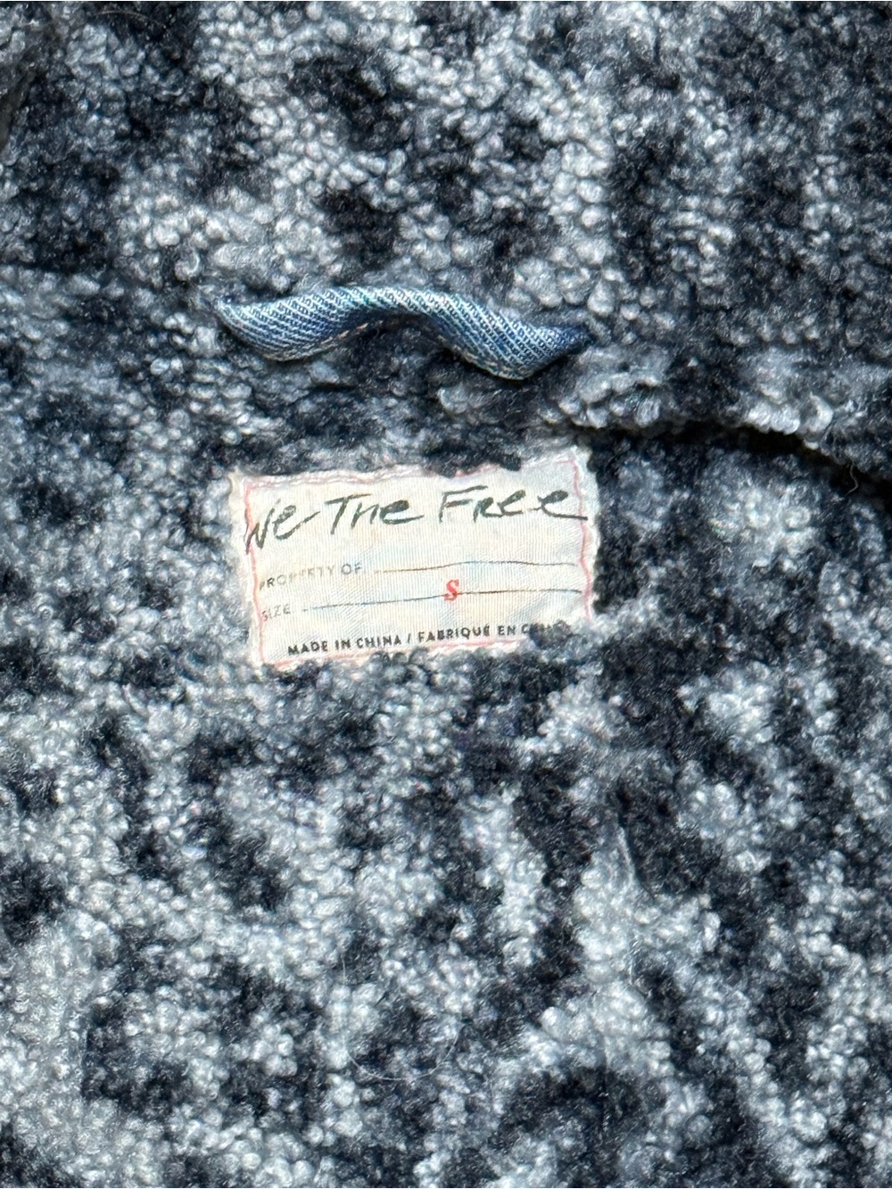 Free People Denim Oversized Leopard Sherpa Trucker Jacket Small - Picture 14 of 16